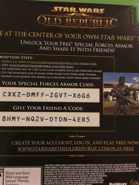 star wars the old republic activation code.